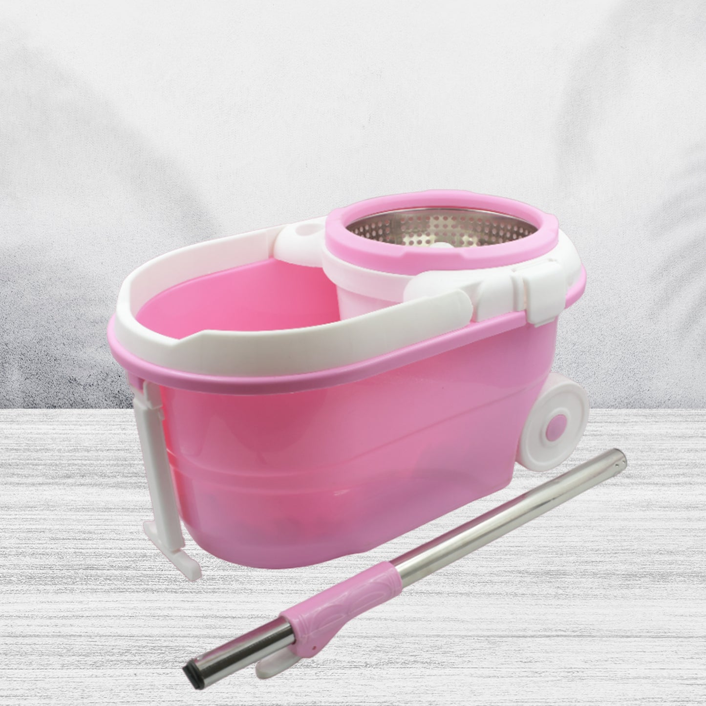 Mop With Bucket For Floor Cleaning With Steel Spin Mop For Floor Cleaning  Floor Cleaner Mop  Spin Mop  Magic Mop  Mop Stick  Spin Mop Set With Bucket Household Office Cleaning Tool Mop - Happy Price - Image 2