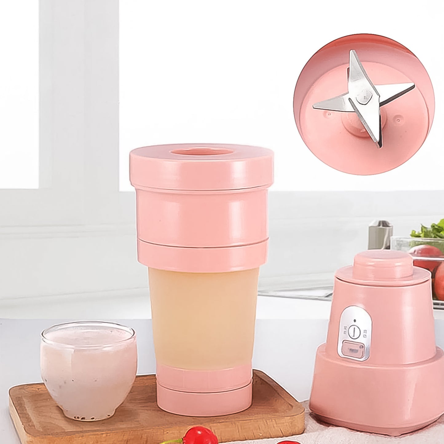 Foldable Electric Juicer Portable Blender Stainless Steel 6 Blades (500 Ml) - Happy Price - Image 2