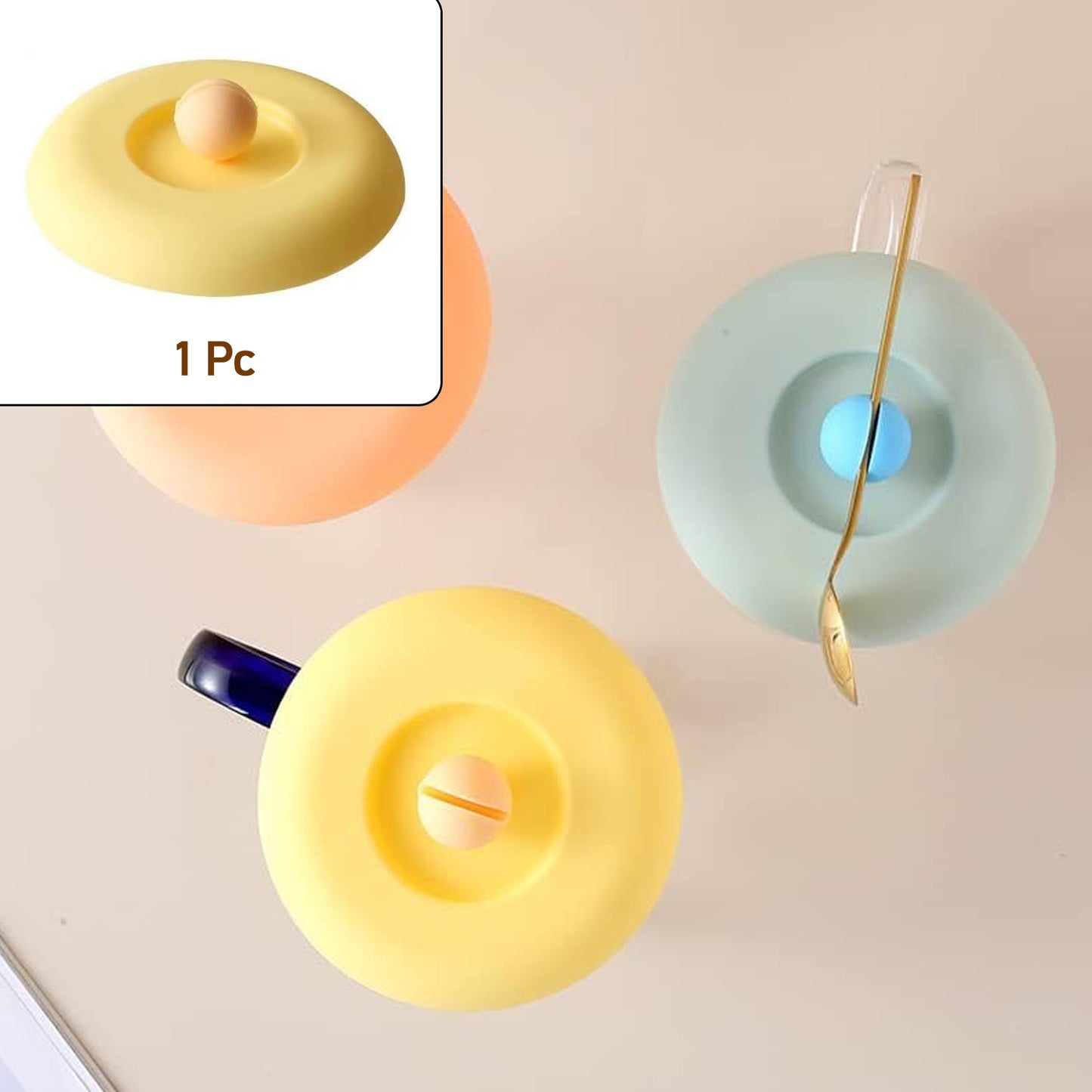 Cup  Mug Lid Dust Proof Silicone Rubber Airtight Seal (Cup  Spoon Not Included Only Lid 1 Pc) - Happy Price - Image 2