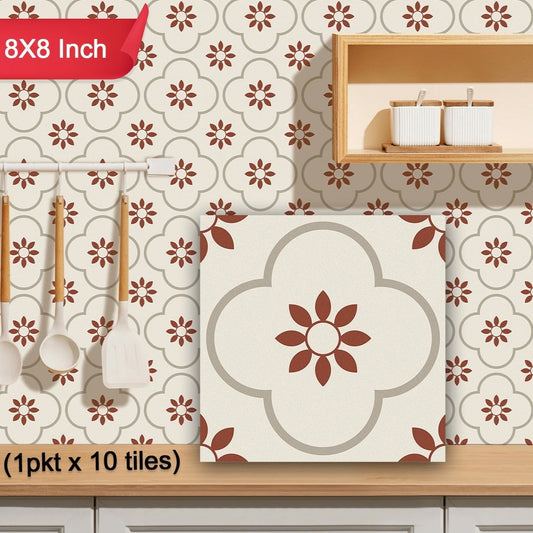 Peel And Stick Floor Tiles Kitchen  Bathroom Backsplash Sticker Detachable Waterproof Diy Tile Stickers For Wall Decoration Tiles Home Decoration (8x8 Inch  10 Pcs Set) - Happy Price - Image 1