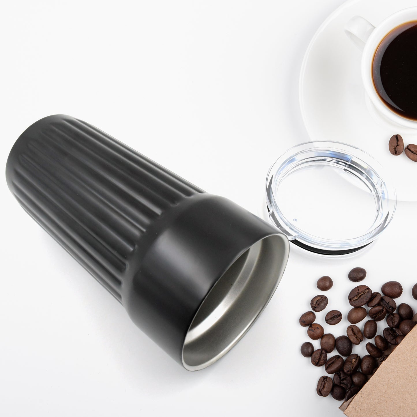 Stainless Steel Vacuum Insulated  Insulated Coffee Cups Travel Mug Car Coffee Mug With Lid Reusable Thermal Cup For Coffee Car Travel Beach Camping Hiking Hunting Fishing Drinks Coffee Tea (1 Pc) - Happy Price - Image 5