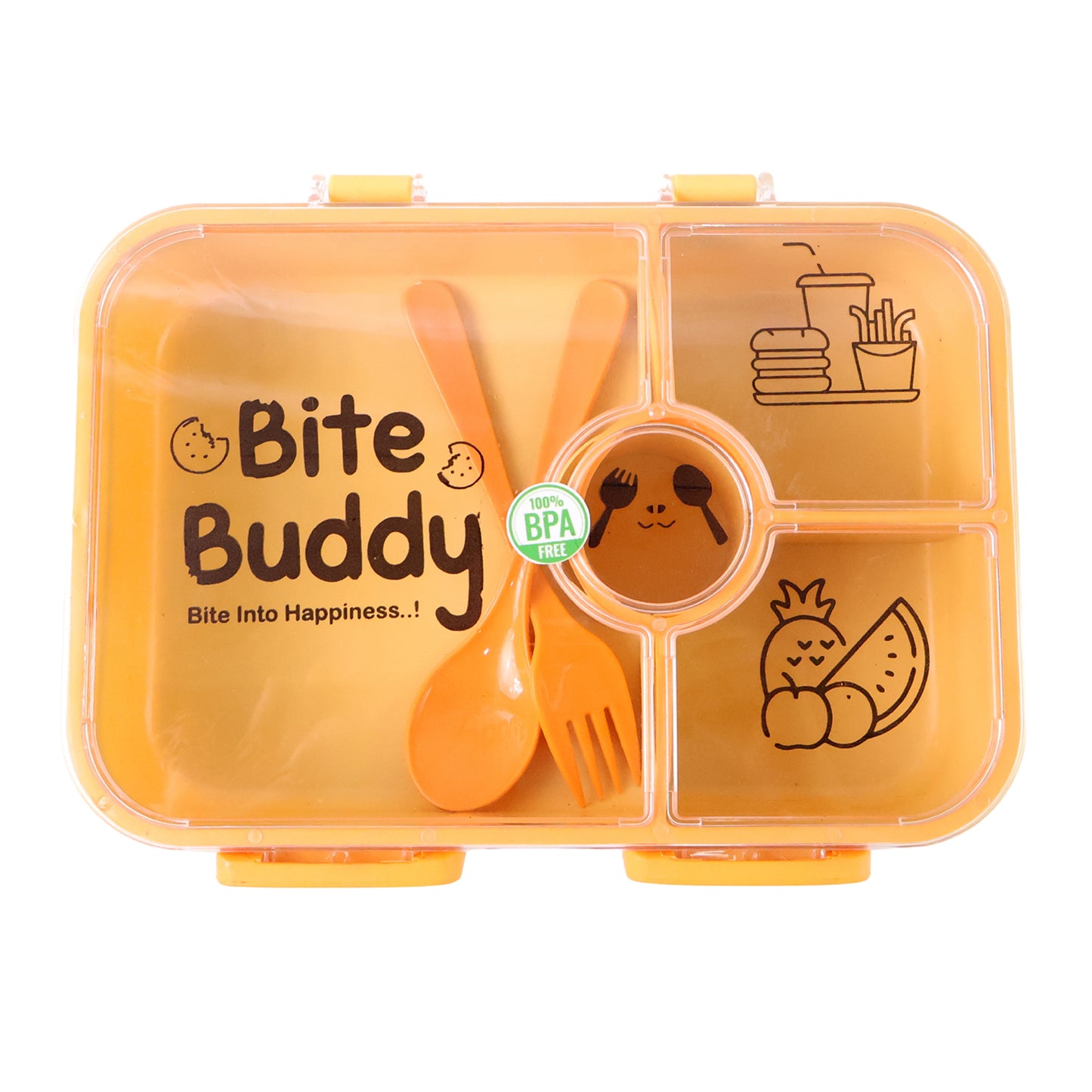 Bite Buddy 4-compartment Leak-resistant Plastic Lunch Box With Spoon  Fork - Happy Price - Image 5