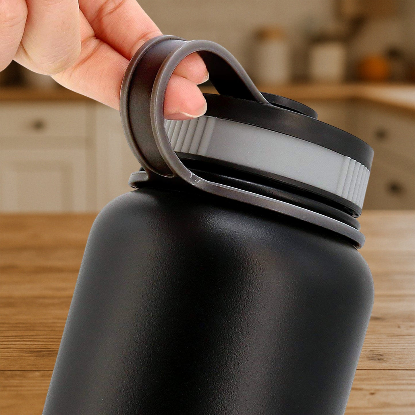 Black Stainless Steel Double Wall Vacuum-insulated Drink Water Bottle (1000 Ml) - Happy Price - Image 5