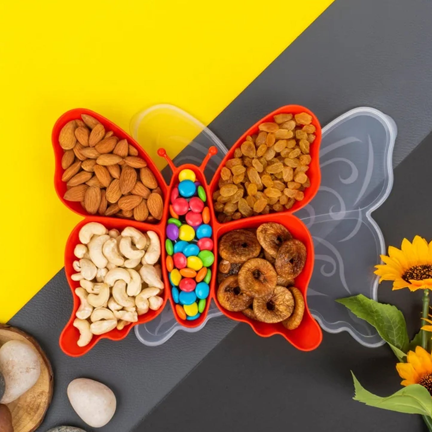 5 Compartment Multipurpose Butterfly Plastic Tray (1 Pc) - Happy Price - Image 2