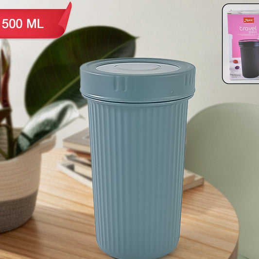Apex Double Wall Inner Steel Travel Glass (500ml) Approx (1 Pc  Mix Color) - Happy Price - Image 1