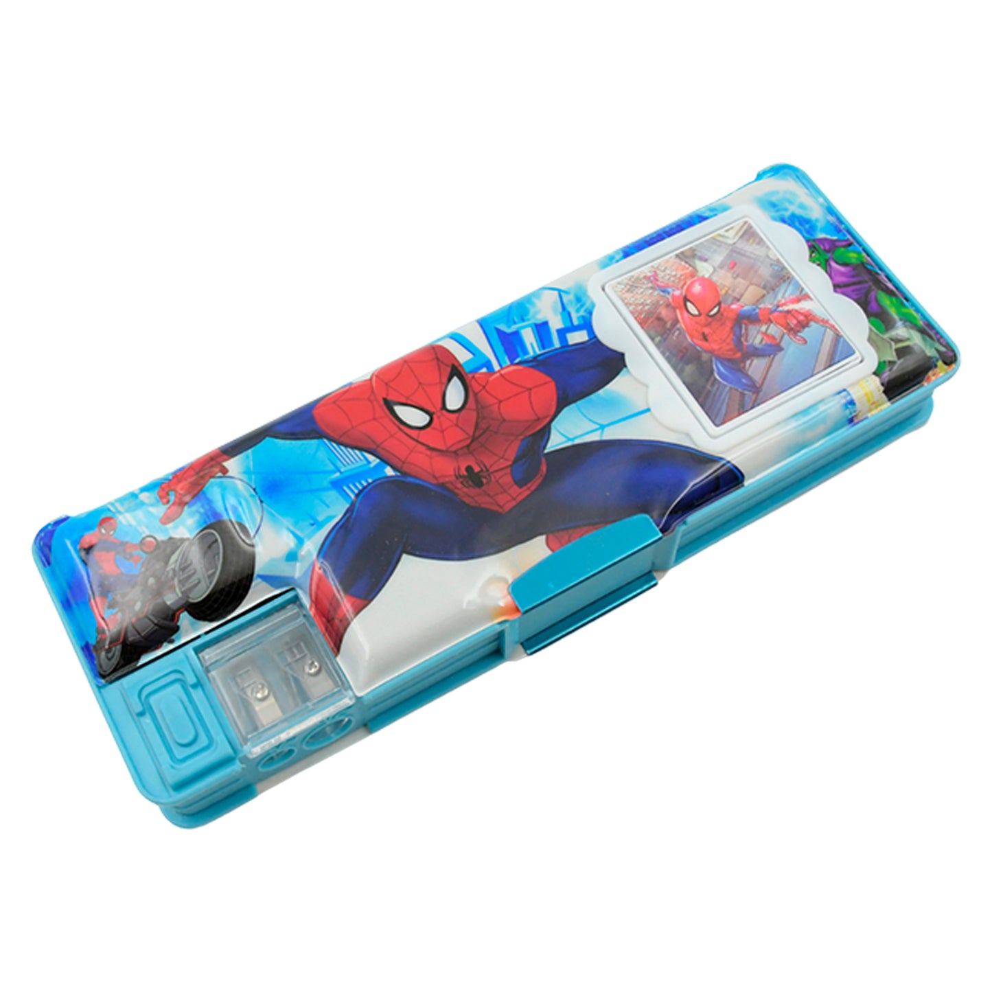 Art  Stationery Cartoon Multi-functional Geometry Box For Boys With Inbuilt Calculator 2 Sides Open And Double Sharpener Stationery Kit Pencil Box For Boys Art Plastic Pencil Box  For Girls And Boys - Happy Price - Image 3