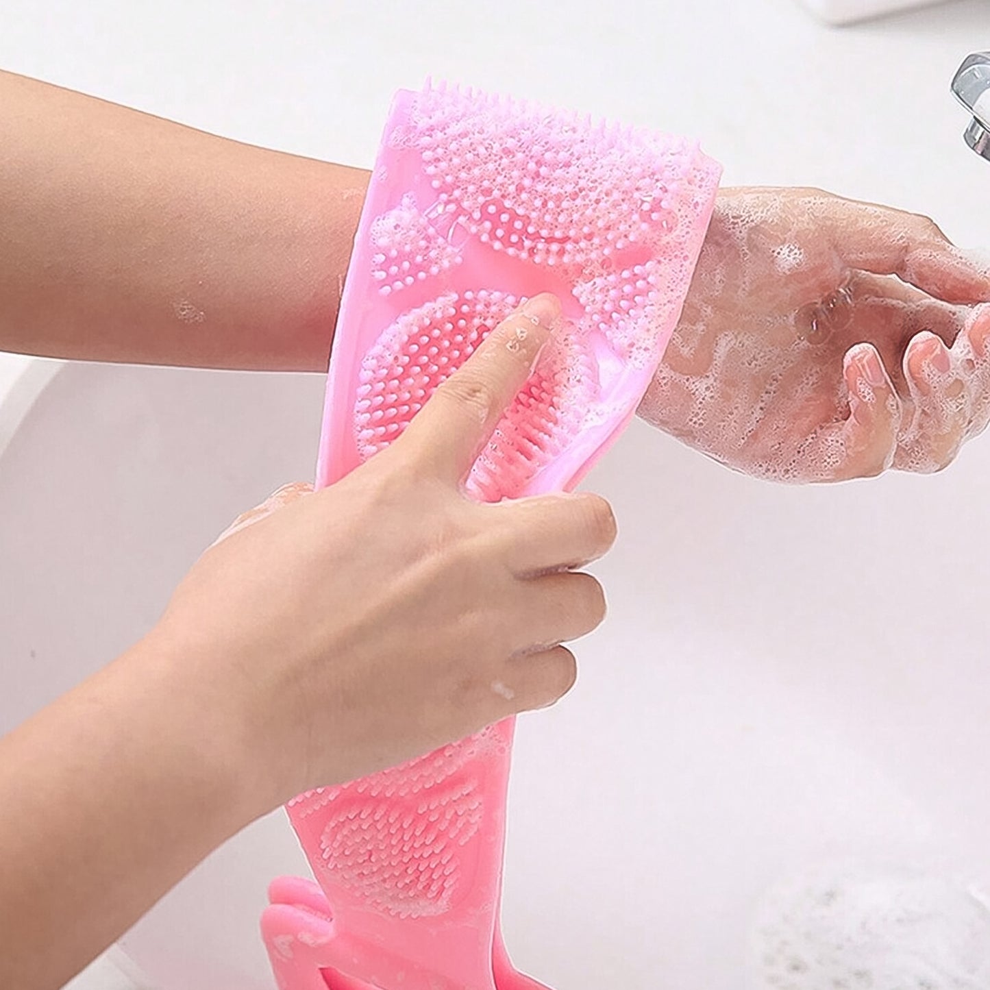 Silicone Body Back Scrubber Double Side Bathing Brush For Skin Deep Cleaning Massage Dead Skin Removal (101 Gm  Medium Size 1pc) - Happy Price - Image 4