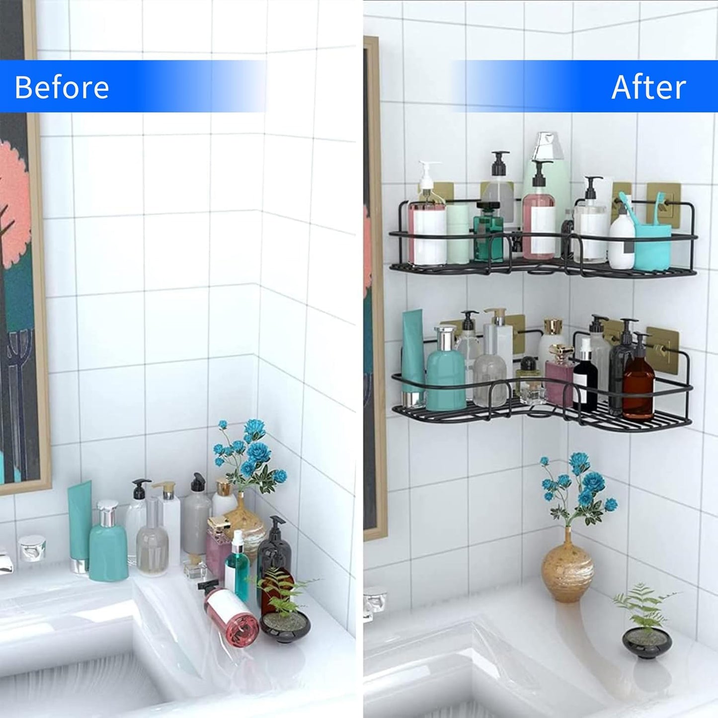 Metal Shower Shelf Shower Shelf Without Drilling (2 Pc) - Happy Price - Image 2