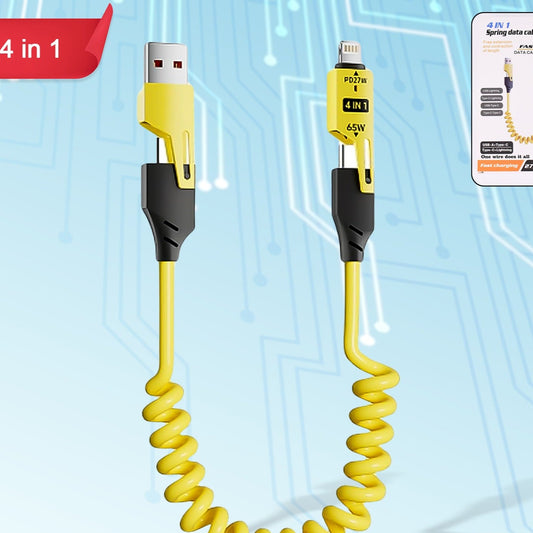4 In 1 Spring Fast Charging Cable (1 Pc  1.5 Mtr Long) - Happy Price - Image 1