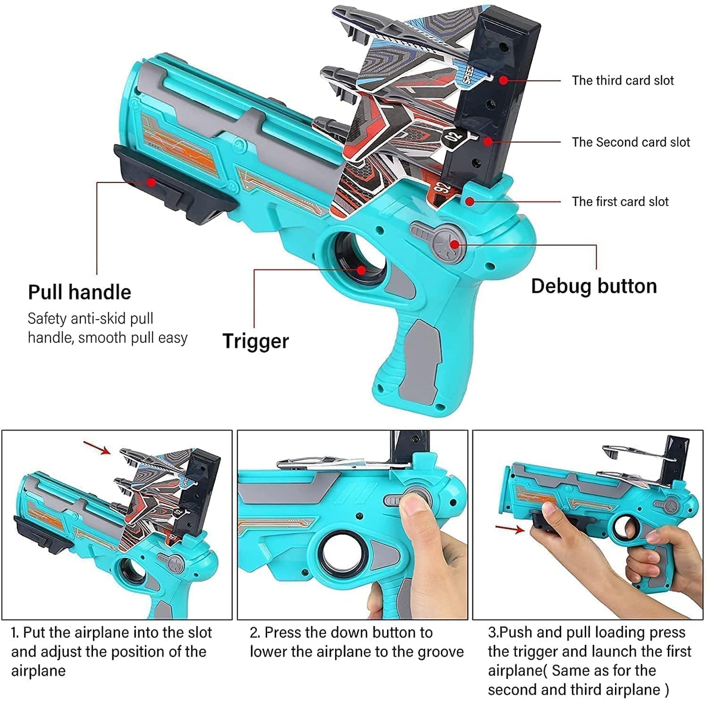 Airplane Launcher Gun Toy With Foam Glider Planes Outdoor Games For Children Best Aeroplane Toys For Kids Air Battle Gun Toys  ( 5 Plane Include ) - Happy Price - Image 6