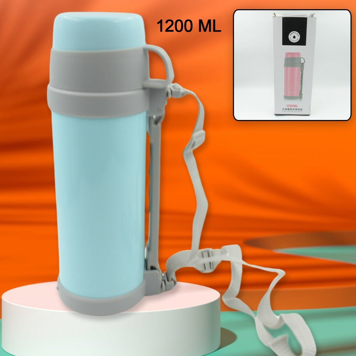 Stainless Steel Insulation Thermos Double-wall Vacuum Insulated Water Bottle For Travel Outdoor Fitness Portable Travel Pot Camping Coffee Portable Car Travel Keep Hot  Cold Large Capacity (1200 Ml) - Happy Price - Image 1