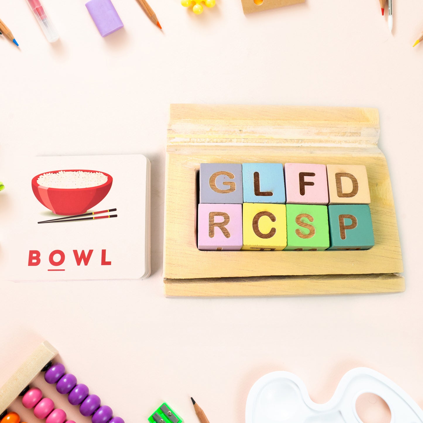 Alphabet Puzzle Spelling  Reading Words (26 Flash Cards  8 Woodenblock) - Happy Price - Image 4