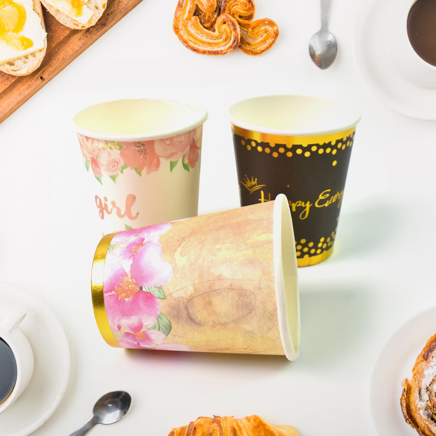 Disposable Paper Cups Disposable Tea Coffee Cups (3 Pcs Set  Mix Color) - Happy Price - Image 4
