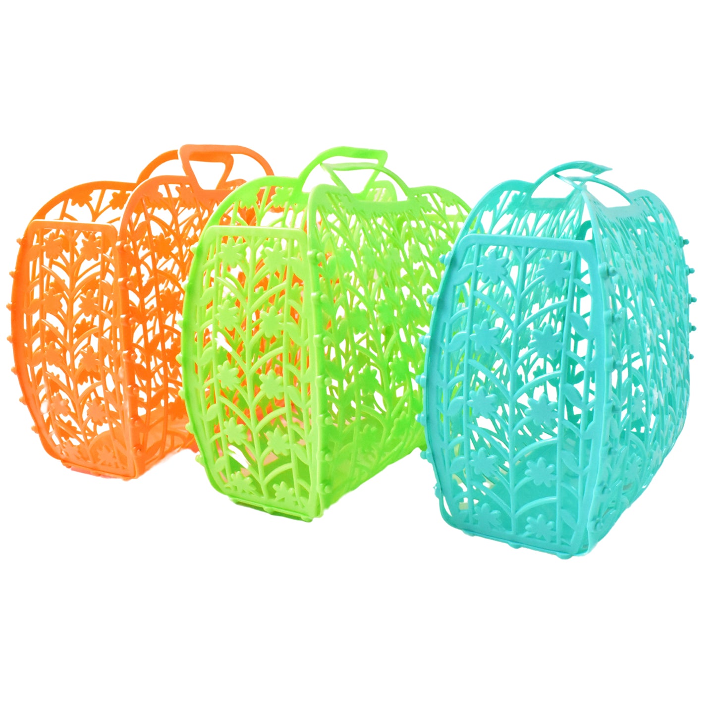 Plastic Foldable Basket Bag  Fruit  Vegetable Storage Basket (3 Pcs Set  Multicolor) - Happy Price - Image 4