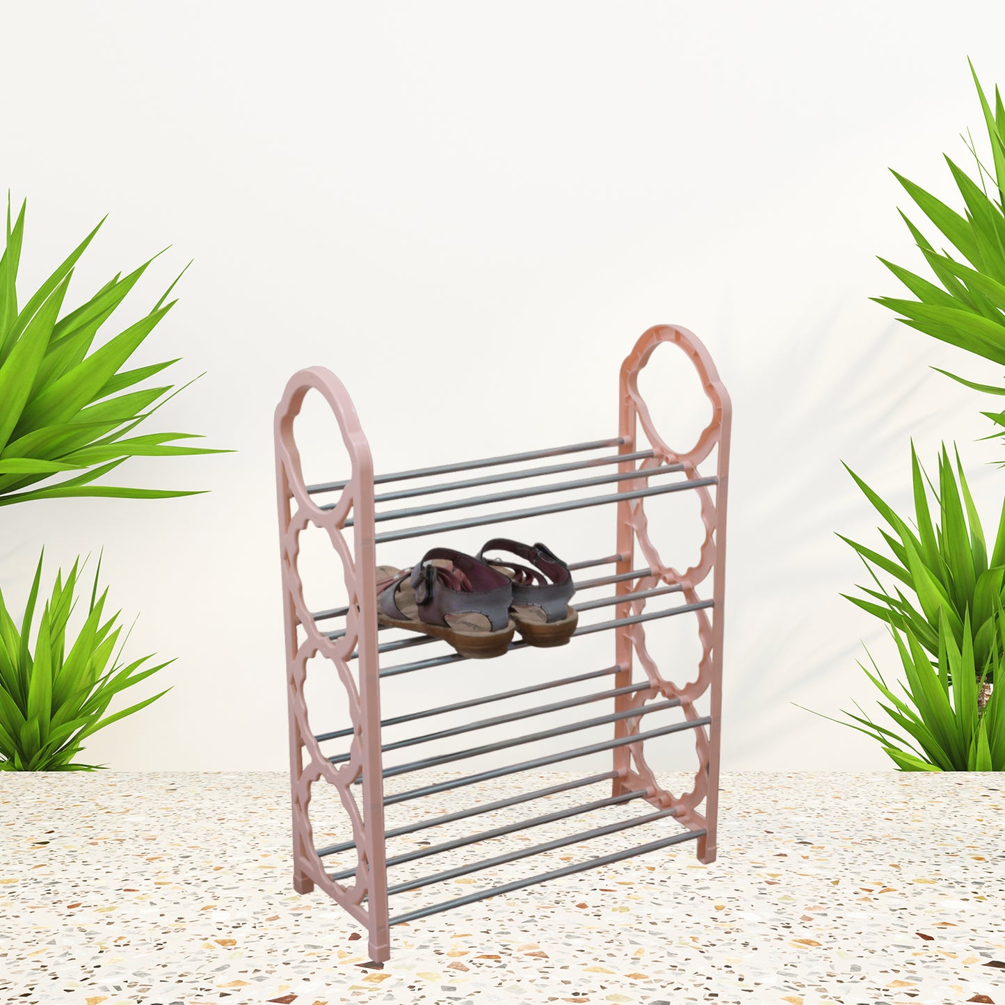 9392 Shoes Storage Shelf 4 Layer Spacesaving Shoes Show Rack Folding Shoe Rack Standing Shoe Rack Diy Shoes Storage Shelf Home Organizer For Bedroom Hallway And Closet Shoe Storage - Happy Price - Image 2