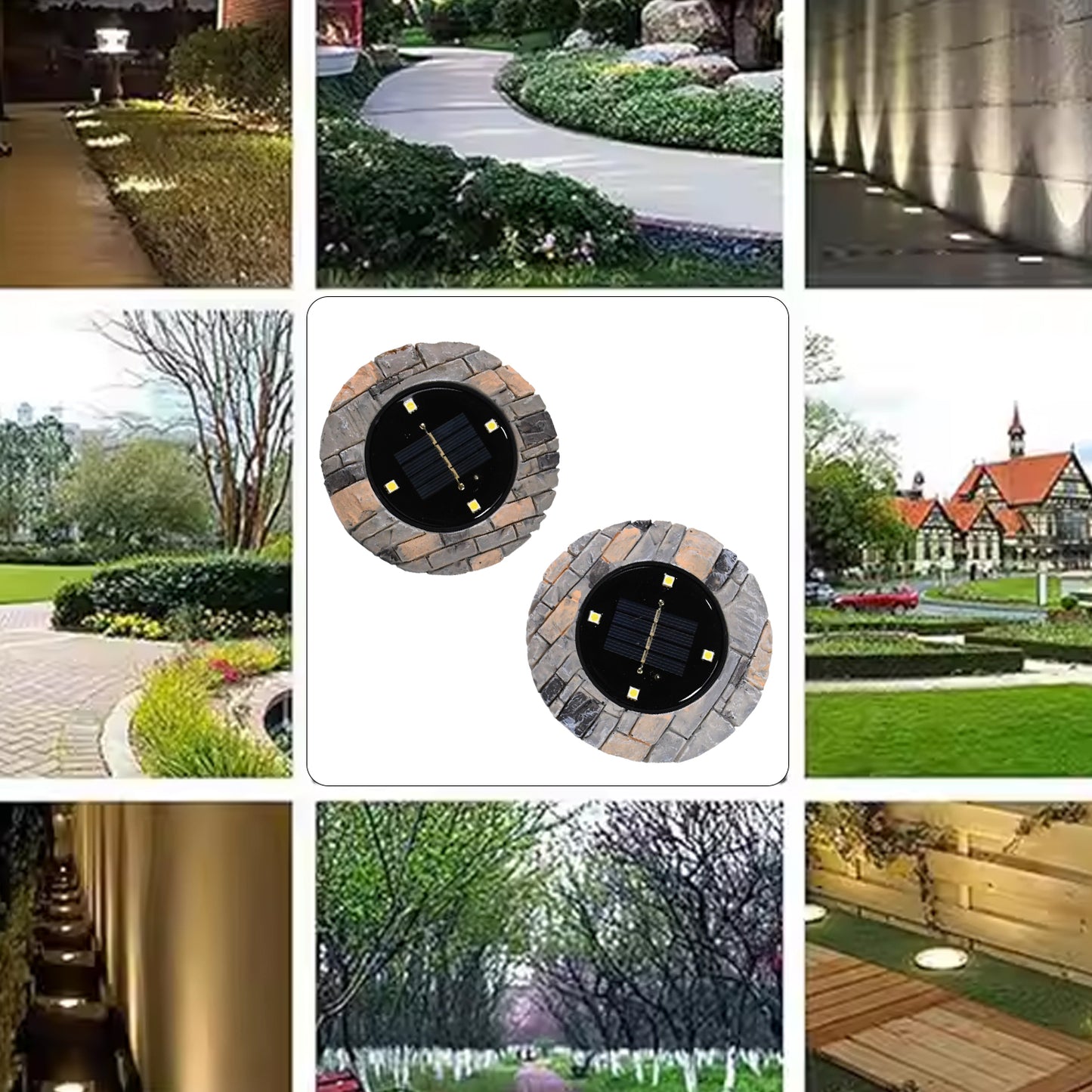 Disk Lights Slate  Heavy Duty Outdoor Solar Pathway Lights  4 Led (2 Pc) - Happy Price - Image 3