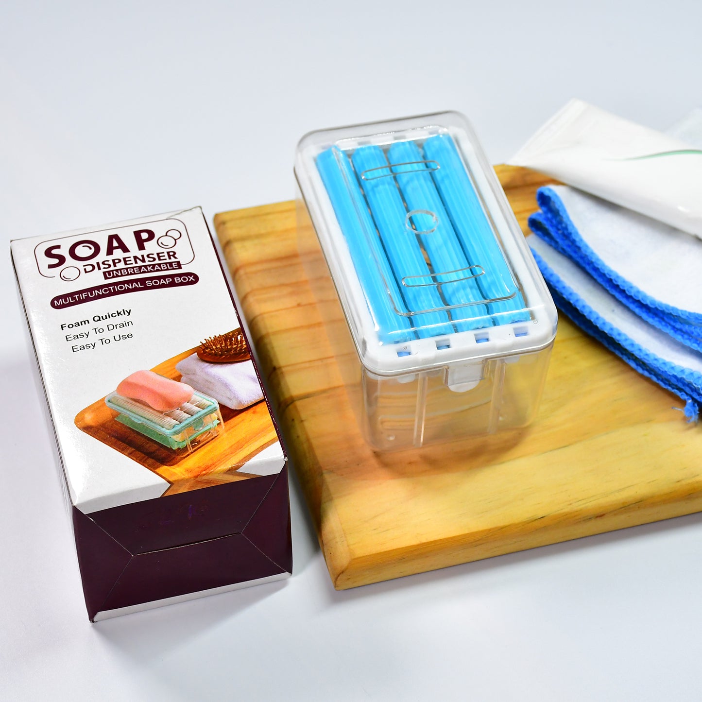 2-in-1 Portable Soap Dish  Soap Dispenser With Roller And Drain Holes Multifunctional Soap Holder Foaming Soap Bar Box For Home Kitchen Bathroom - Happy Price - Image 7