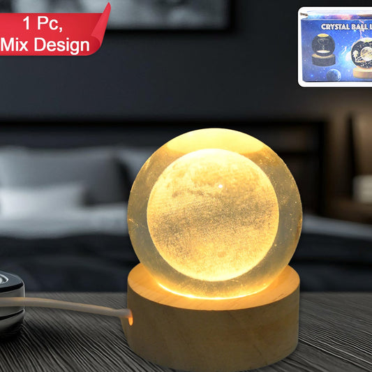 3D Crystal Ball Lamp with Base - Decorative Night Light (1 Pc)