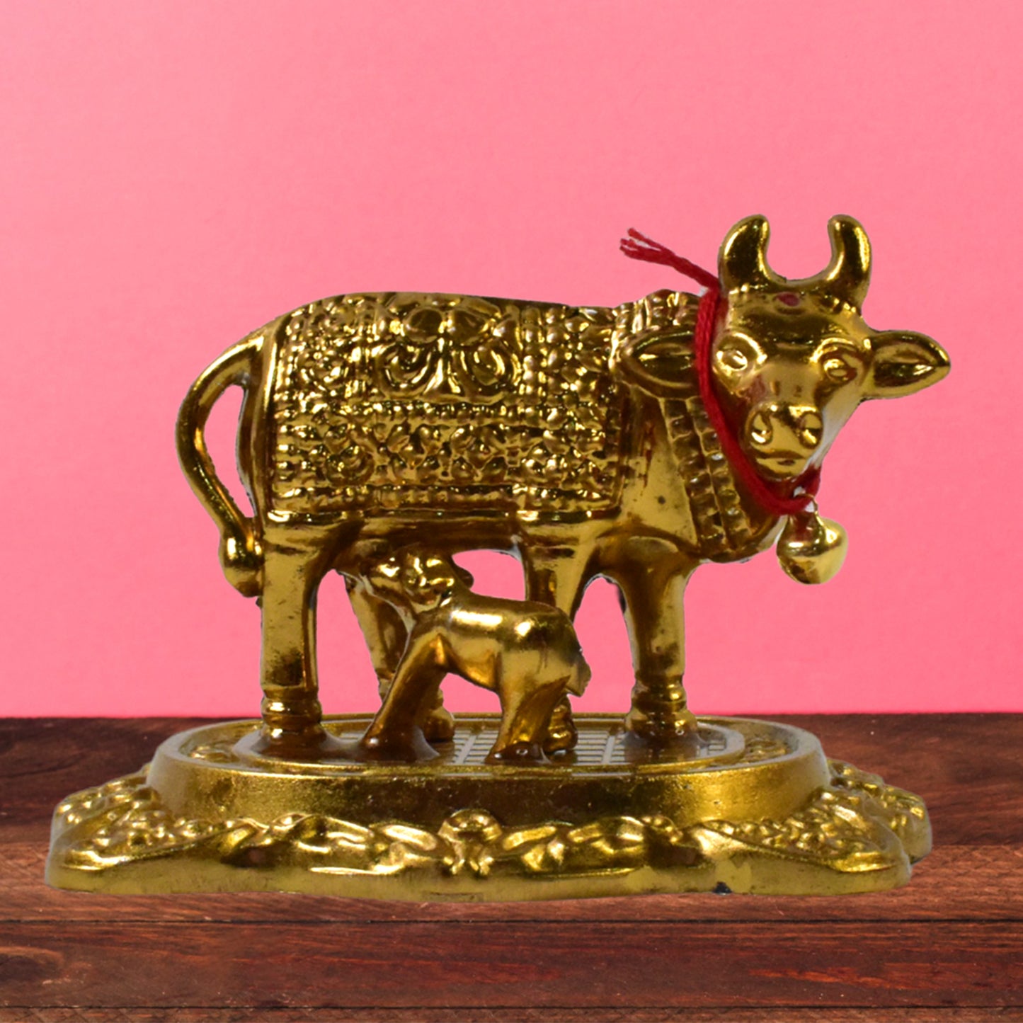 Metal Golden Kamdhenu Cow With Calf (1 Pc) - Happy Price - Image 6