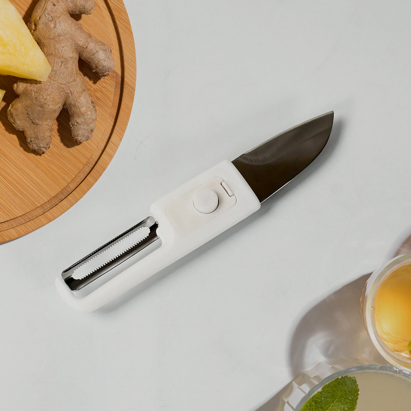 Multifunctional Peeler Two In One Fruit Knife Fruit And Vegetable Cutting Knife+sawtooth Peeler Apple Carrot Potato Fruit Slice Antiskid - Happy Price - Image 2