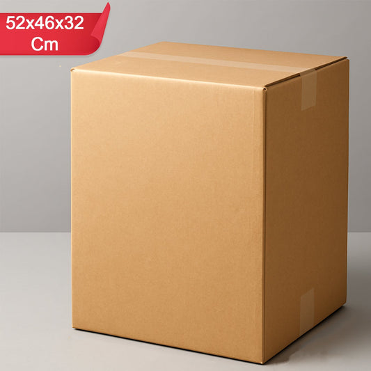 Heavy-Duty Corrugated Box for Packaging & Shipping - Brown, 52x46x32 Cm, 1 Pc