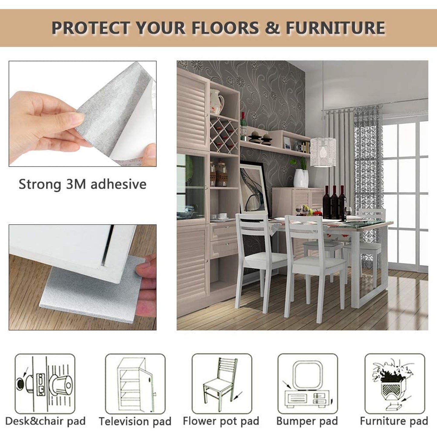 Furniture Pad Square Felt Pads Floor Protector Pad For Home  All Furniture Use (Pack Of 4 Pc) - Happy Price - Image 2