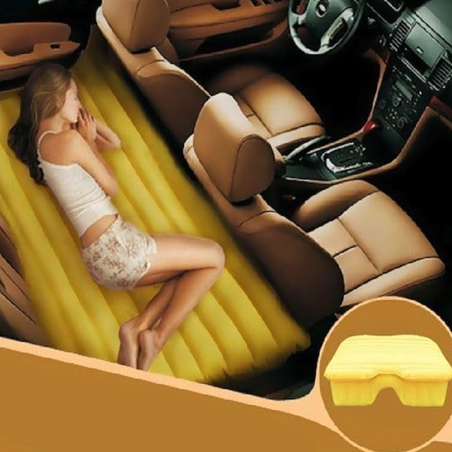 Portable Car Backseat Inflatable Air Mattress Bed with Pump & Pillows (1 Pc)