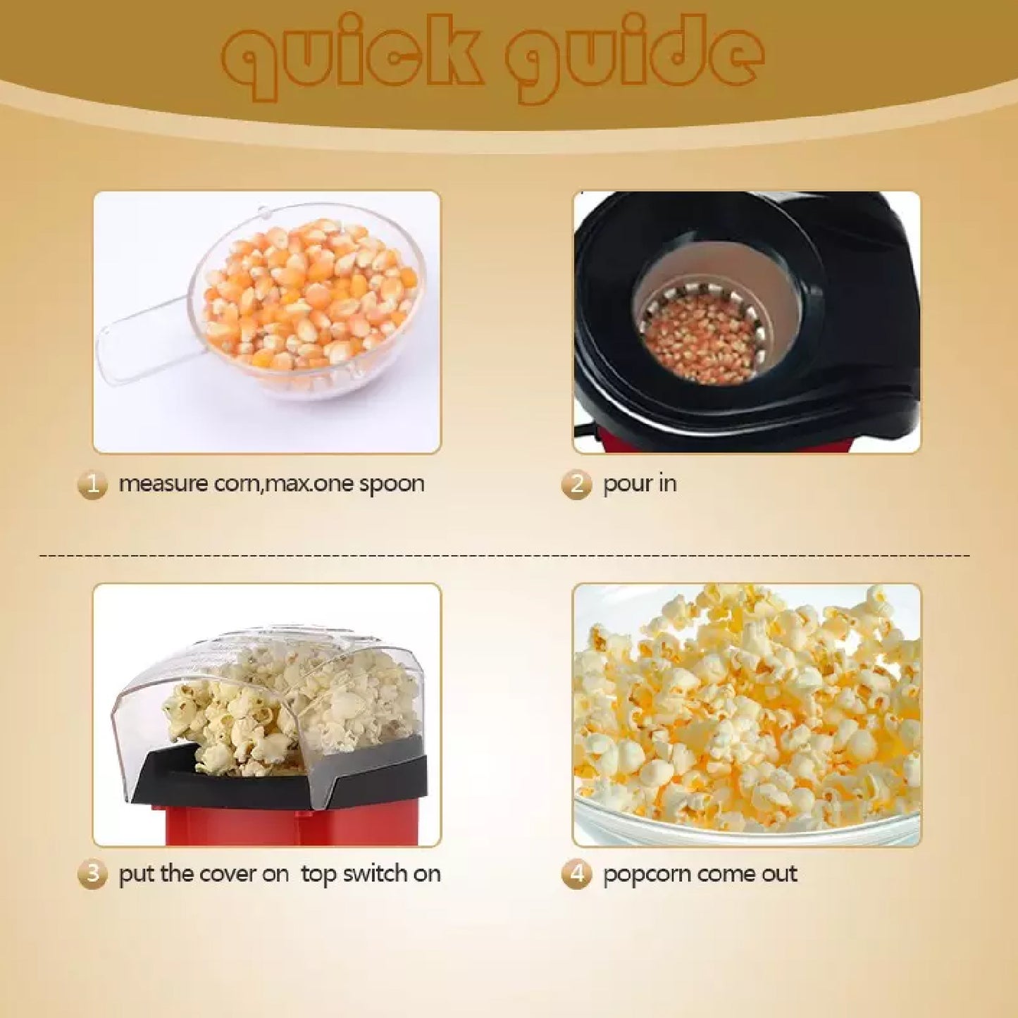Electric Hot Air Popcorn Maker Machine for Home Use - Happy Price - Image 2
