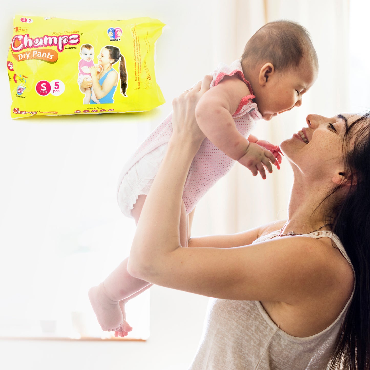 Small  Champs Dry Pants Style Diaper- Small Best For Travel  Absorption Champs Baby Diapers Champs Soft And Dry Baby Diaper Pants (S5 Pcs ) - Happy Price - Image 2