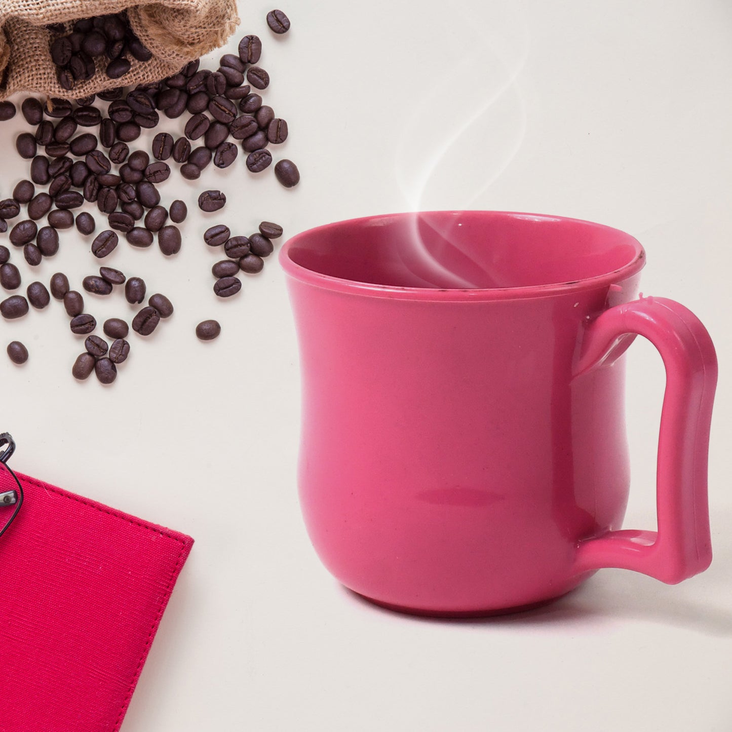 Premium Plastic Coffee  Tea Cups  Mug With Handle (1 Pc  Loose  Mix Color) - Happy Price - Image 6