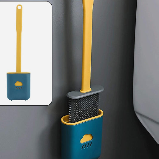 Silicone Toilet Brush Flexible Soft Bristle Brush With Quick Dry Holder Cleaning Brush For Toilet Accessories ( Without Sticker  Box ) - Happy Price - Image 1