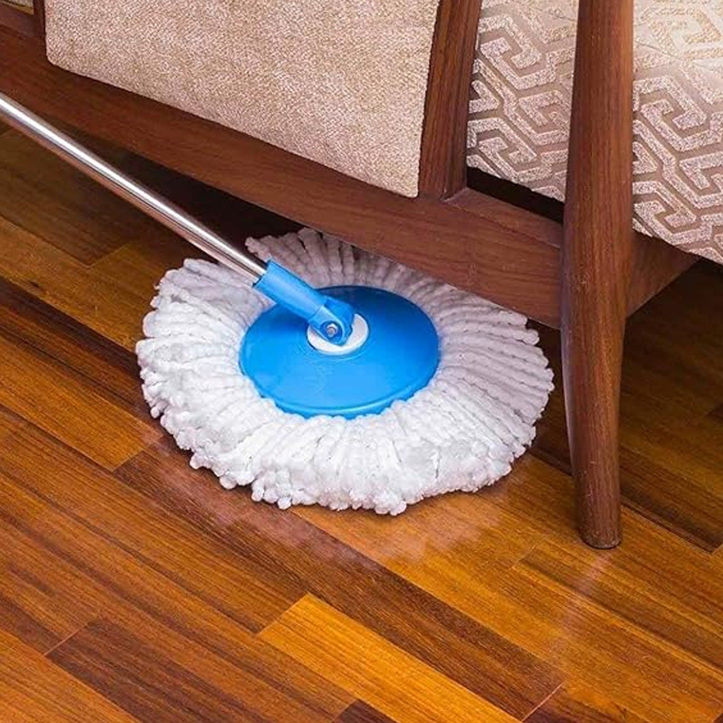 360 Spin Mop with 2 Super Absorbent Microfiber Heads & Wheels Bucket