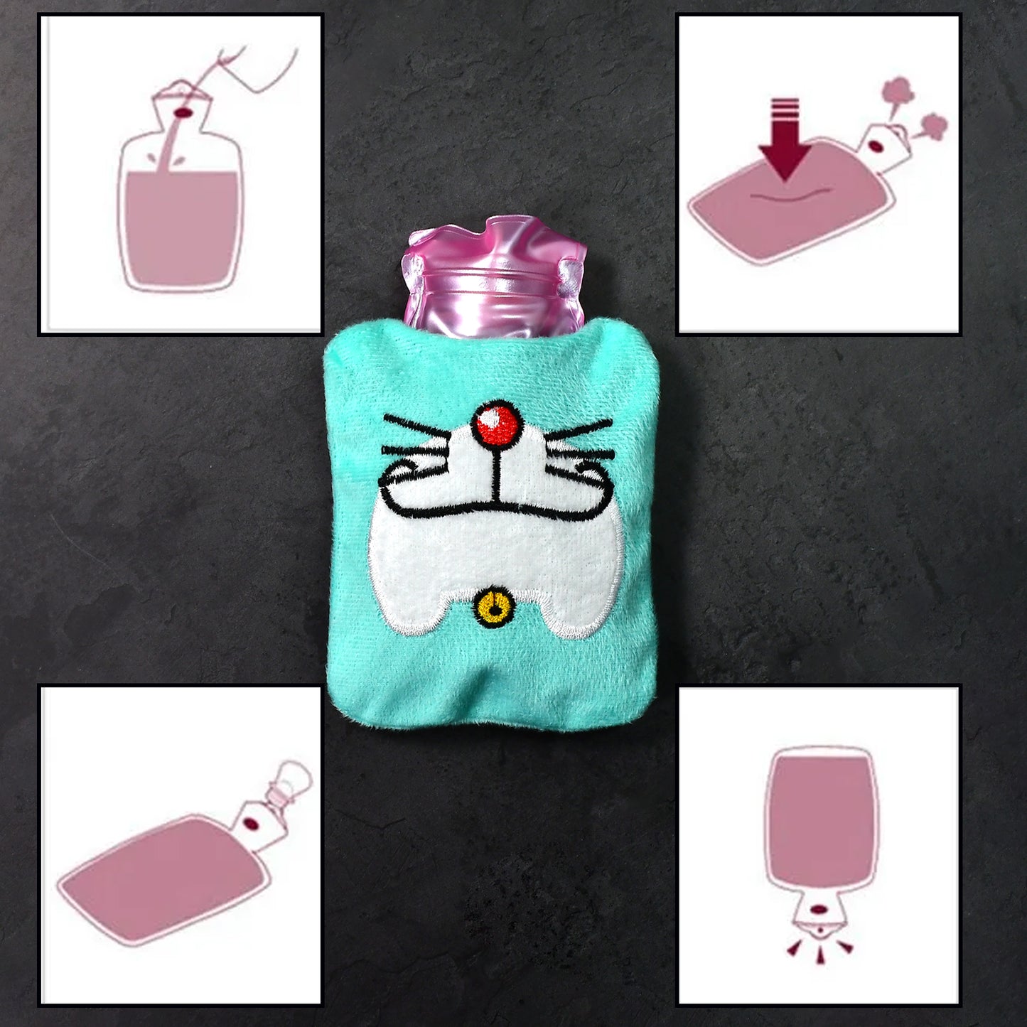 Doremon Cartoon Small Hot Water Bag With Cover For Pain Relief Neck Shoulder Pain And Hand Feet Warmer Menstrual Cramps. - Happy Price - Image 5