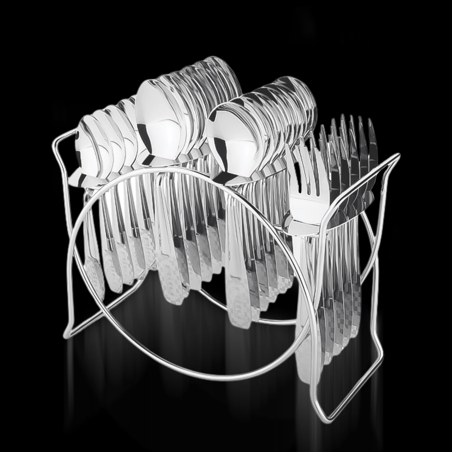 Stainless Steel Cutlery Set With Elegant Storage Stand (24 Pc) - Happy Price - Image 2
