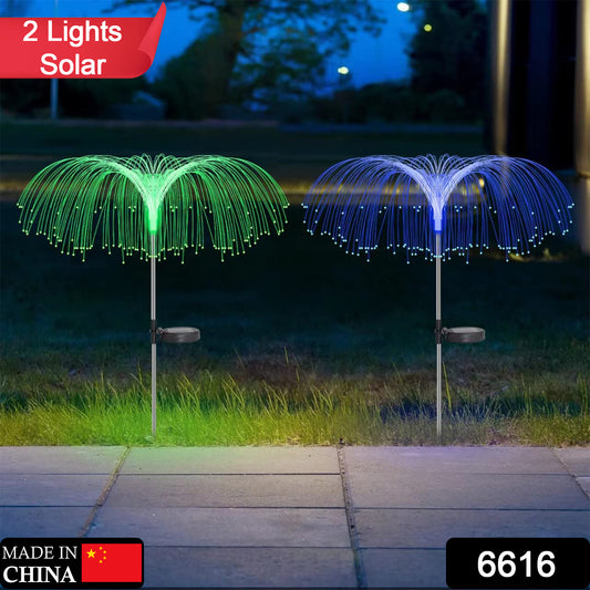 2pcs Garden Solar Outdoor Lights Decorative  7 Colors Changing Rgb Light Waterproof Flower Jellyfish Firework Decor For Garden Patio Landscape Pathway Yard Holiday Decor