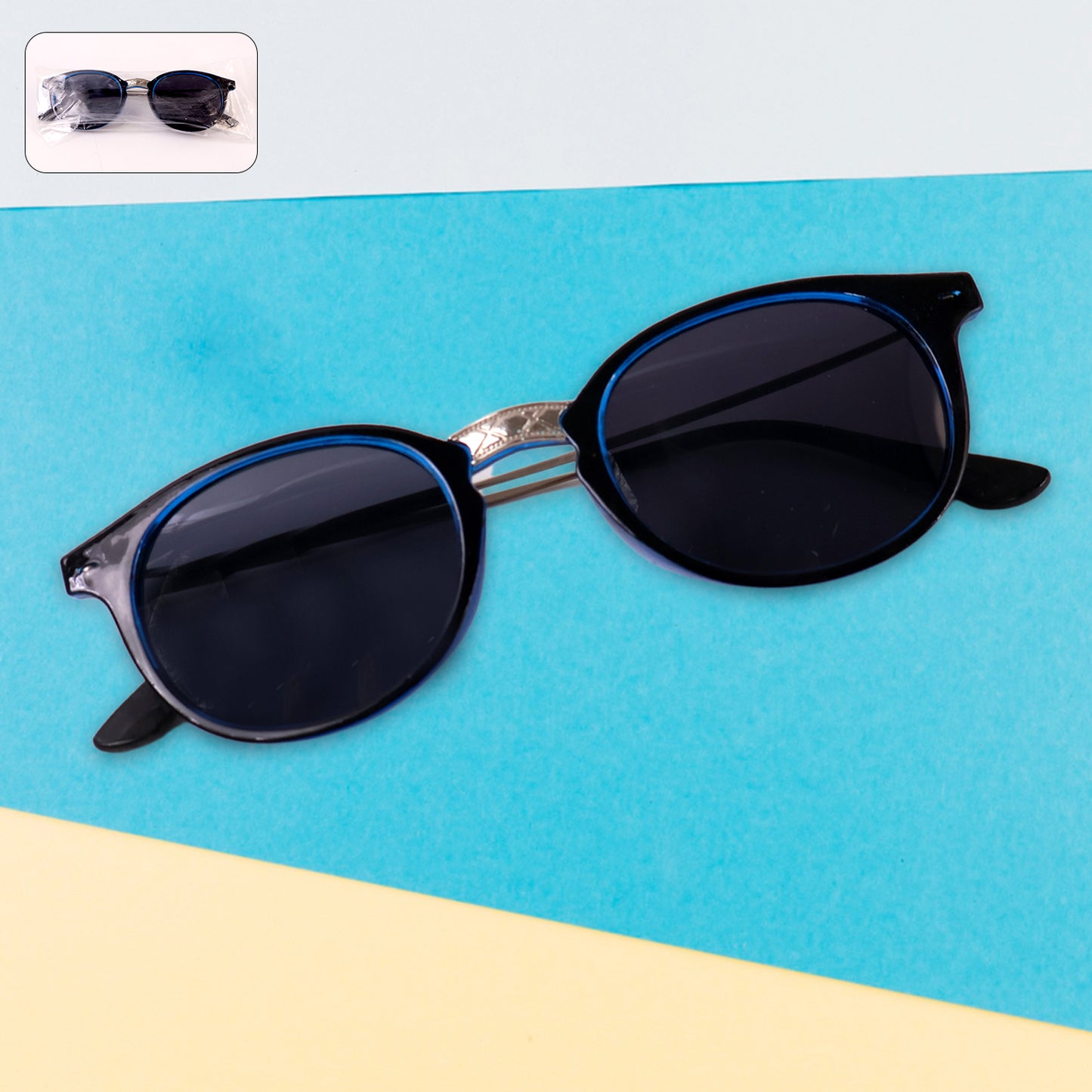 Blue Uv Protected Round Sunglasses Classic Sunglasses For Men  Women Lightweight - Happy Price - Image 6
