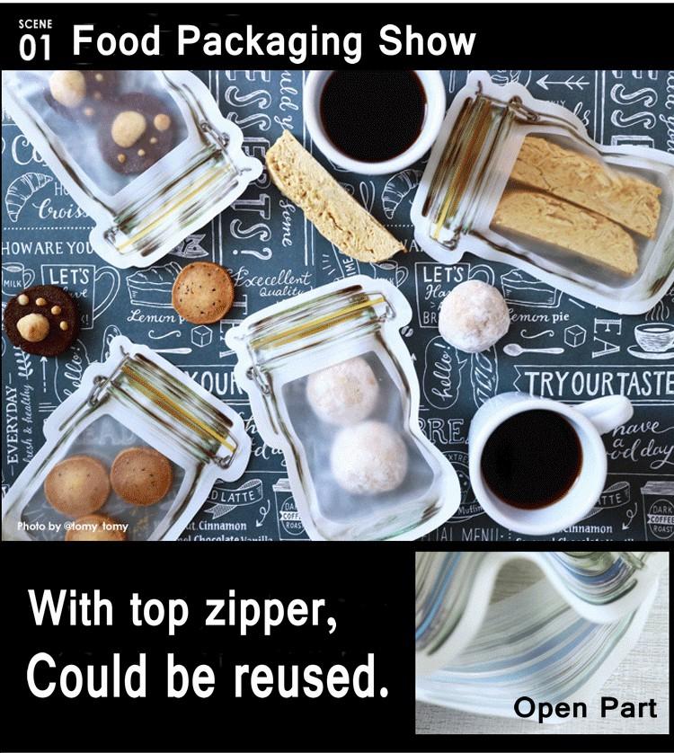 Reusable Airtight Seal Plastic Food Storage Mason Jar Zipper (150ml) - Happy Price - Image 6