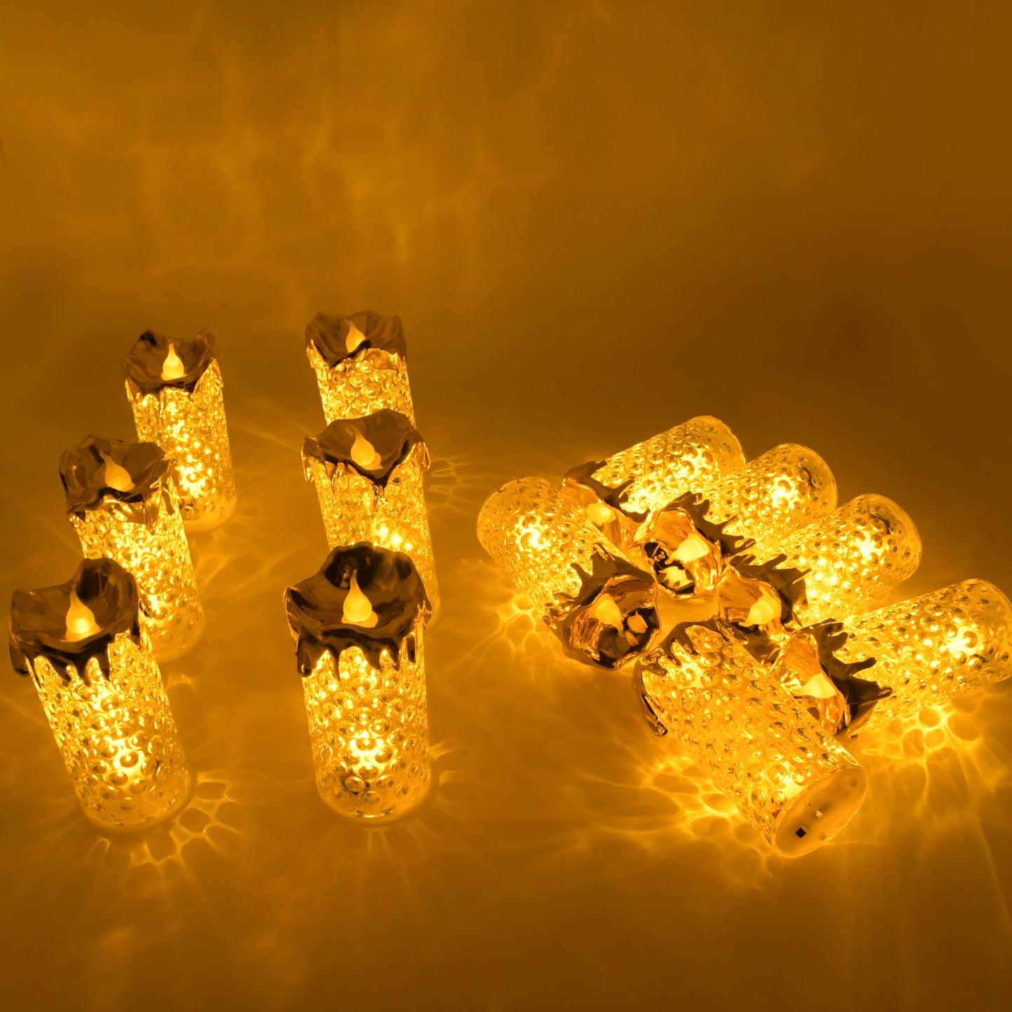 Gold Flameless Candles Led Light Flameless And Smokeless Decorative Candles Led Tea Light Candle Perfect For Gifting Home Diwaliwedding Christmas Crystal Candle Lights Table Decorations (12 Pc Moq) - Happy Price - Image 3