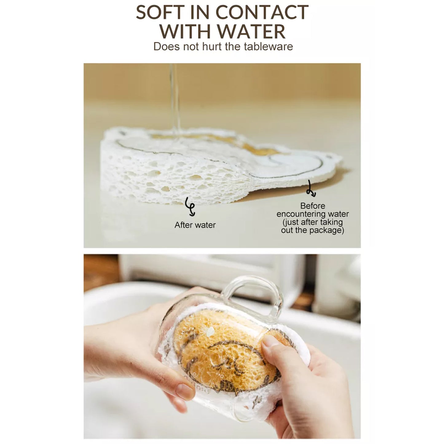 Compressed Wood Pulp Sponge. Creative Cartoon Design Scouring Pad Dishwashing Absorbing Pad. Kitchen Cleaning Tool. - Happy Price - Image 6