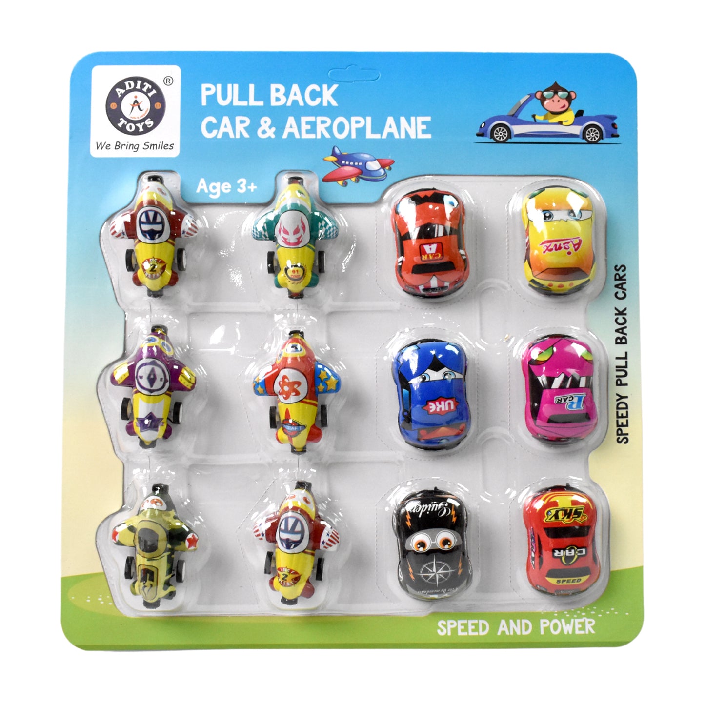 Mini Pull Back Car  Aeroplane Pvc Plastic Pull Back Car Cartoon Toys (12 Pcs Set) - Happy Price - Image 4