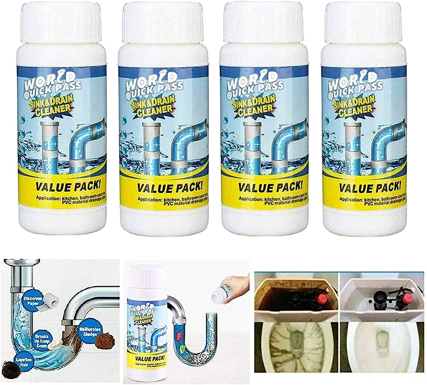 Powerful Sink And Drain Cleaner Portable Powder Cleaning Tool Super Clog Remover Chemical Powder Agent For Kitchen Toilet Pipe Dredging (110 Gm) - Happy Price - Image 5