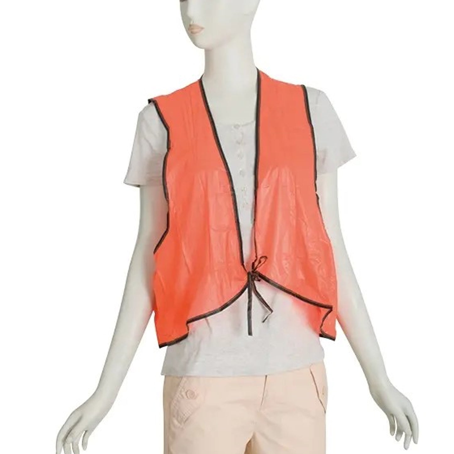 Economy Safety Vest Soft Vinyl With Tie Closure For Identifying Staff And Volunteers Adult Pvc Safety Vest High Visibility For Outdoor Operator - Happy Price - Image 2