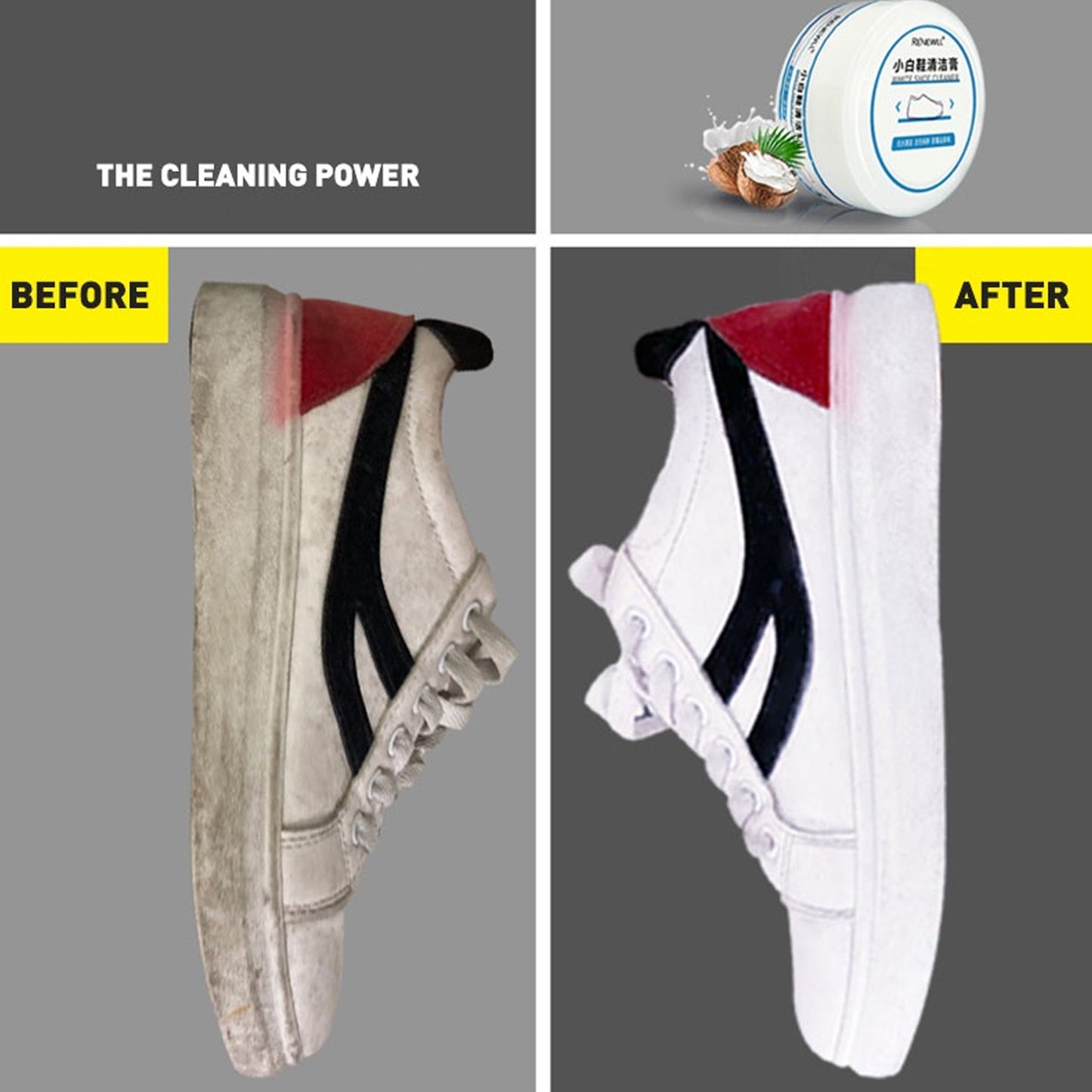 White Shoe Cleaning Cream - Gentle Stain Remover for Sneakers & Leather (120 Gm Approx)