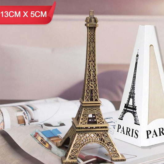 Antique Finish Metal Eiffel Tower Replica - Decorative Paris Landmark Showpiece