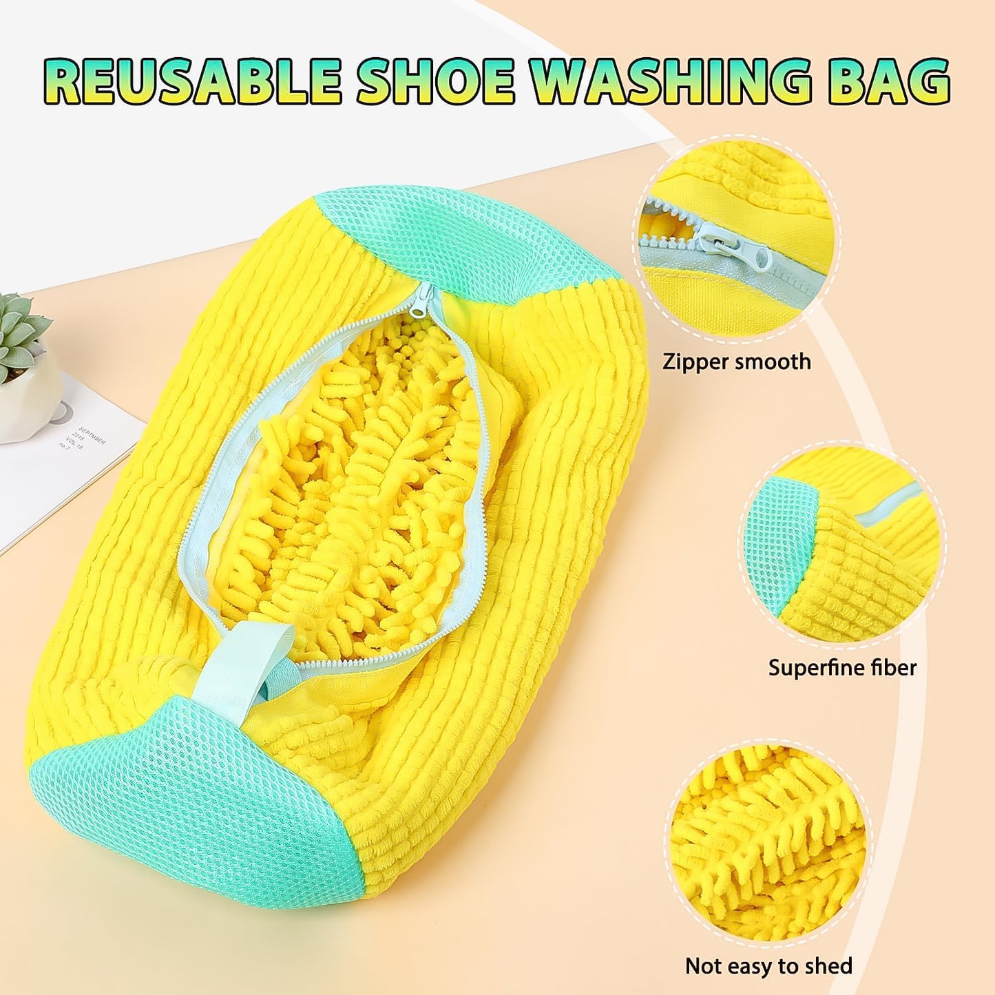 Shoe Cleaning Mop Cover With Microfiber Chenille Lining  Zipper (1 Pc) - Happy Price - Image 5