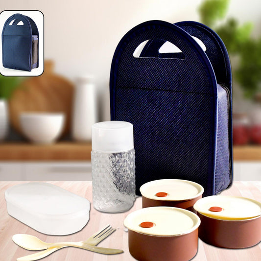Steel Lunch Box Set (4 Pcs Black) - Happy Price - Image 1