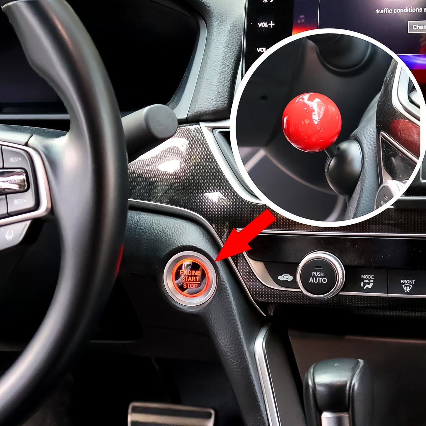 Car Push Start Button Rocker  Cover Ball Design (1 Pc) - Happy Price - Image 3