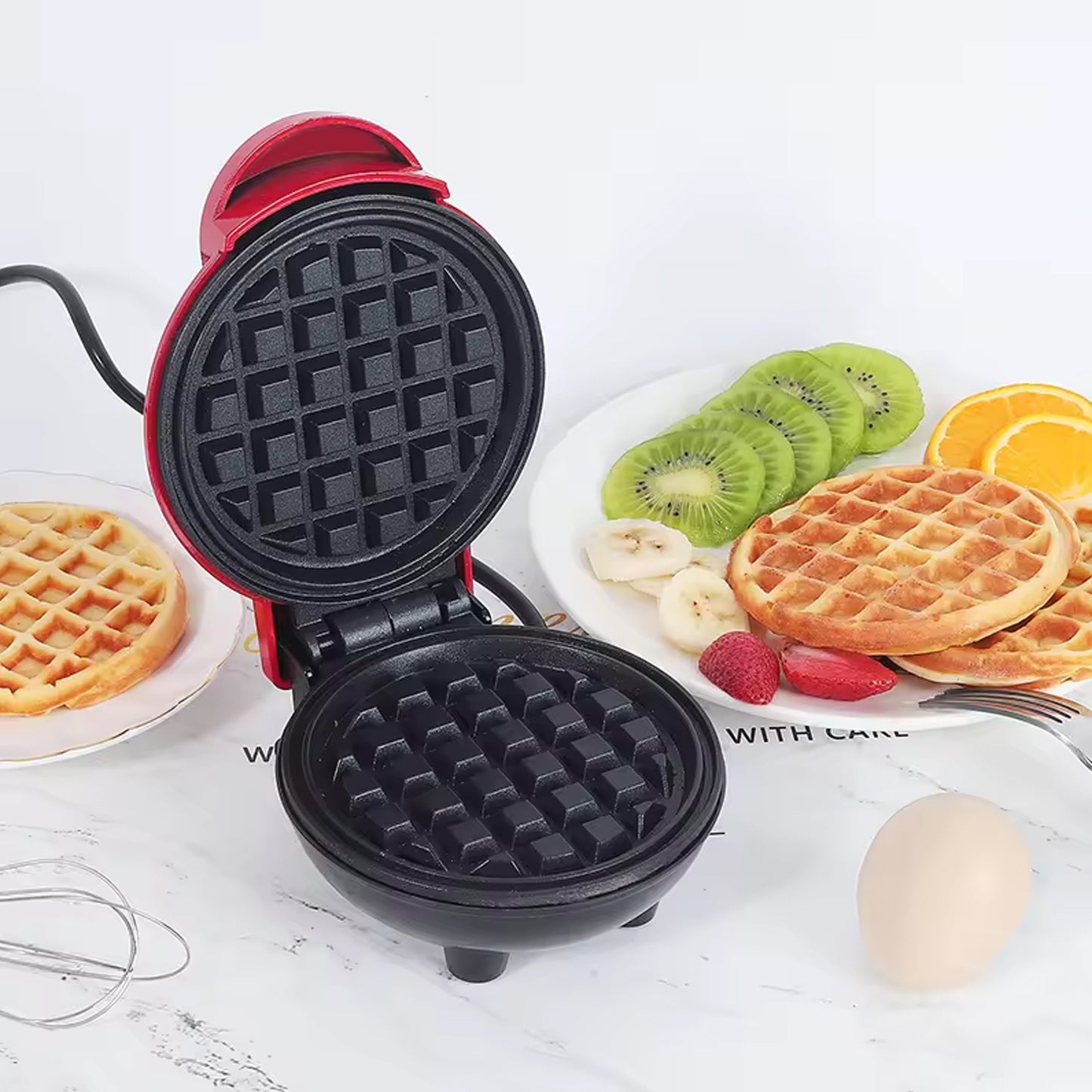 Mini Waffle Maker Machine Waffle Iron Home Appliances Kitchen Gift Easy To Clean On-stick Surfaces Perfect Breakfast Dessert Sandwich Pan Cakes Paninis  Other Snacks Machine - Happy Price - Image 2