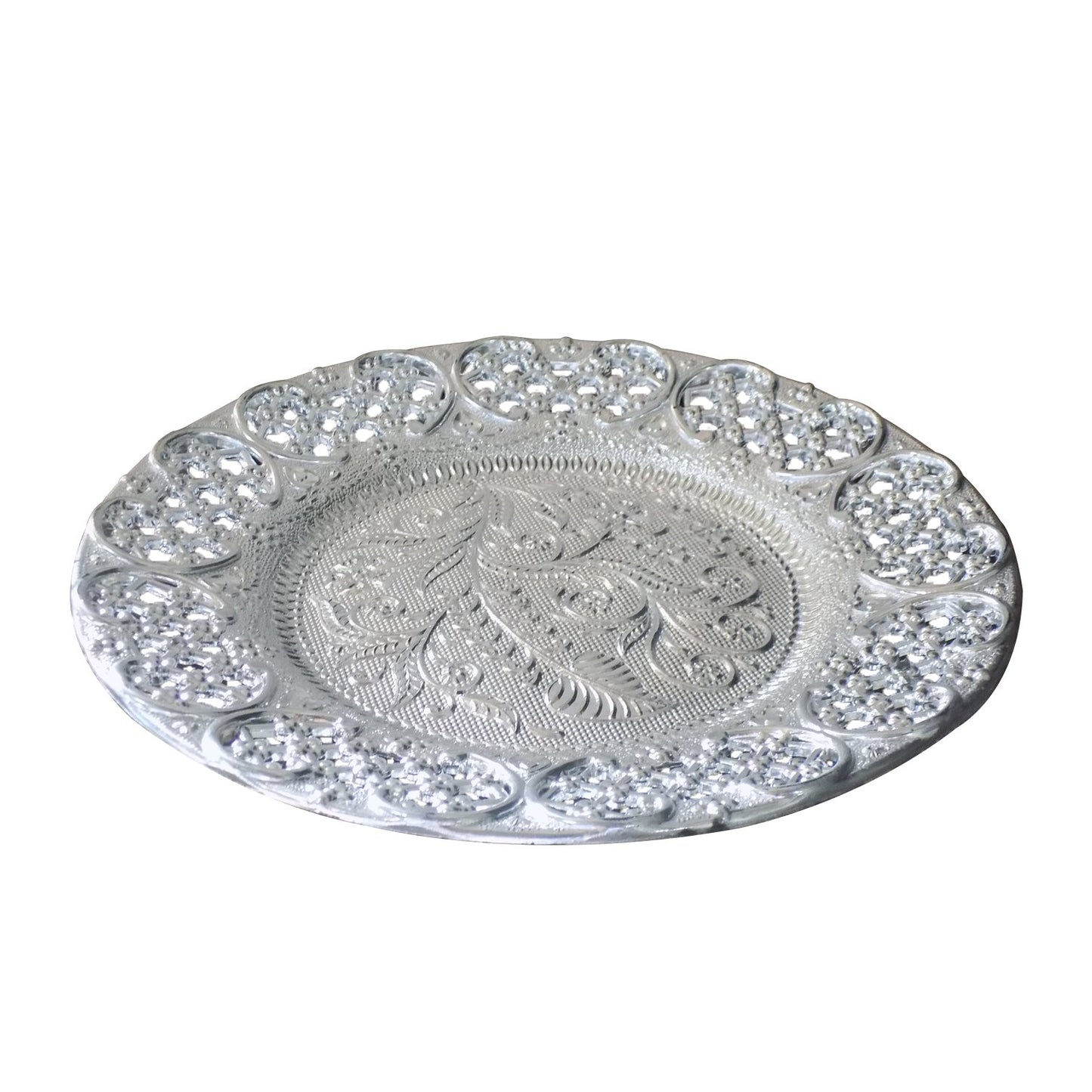 silver-plated-swastik-pooja-thali-set-glossy-puja-thali - Happy Price - Image 4