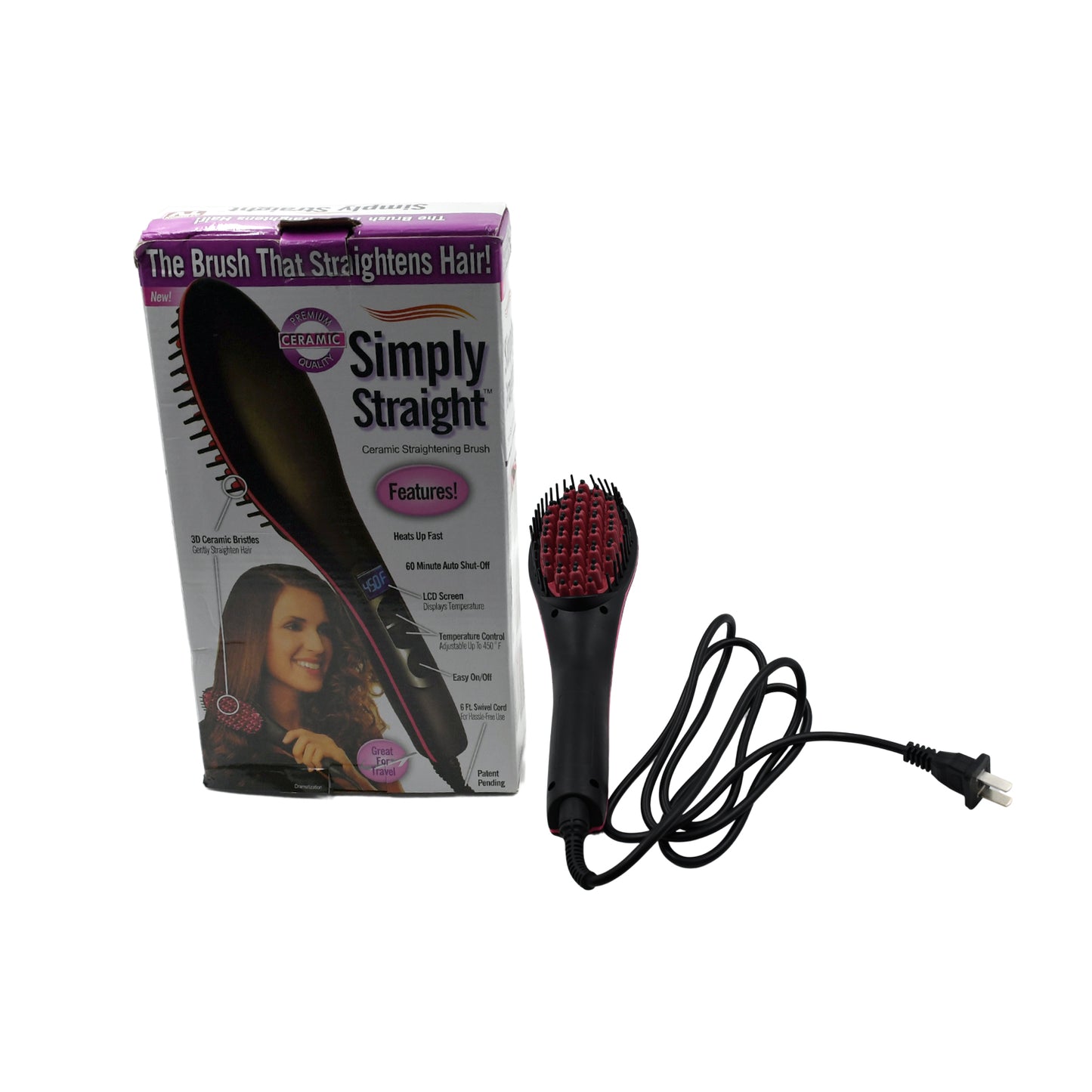 Simply Straight Electric 2 In 1 Ceramic Hair Straightener Straightening Comb Brush With Lcd Screen Temperature Control Display For Women - Happy Price - Image 2